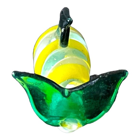 Art Glass Dolphin Paperweight Figurine green/yellow Swirl Stripe Hand Blown - Picture 3 of 7